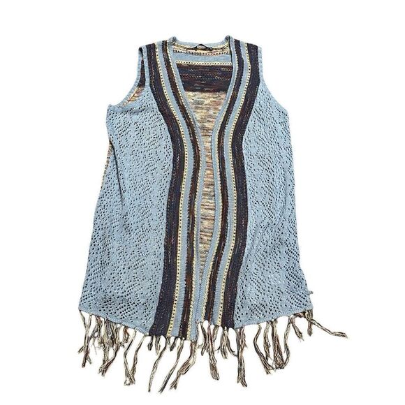 Hannah bohemian sweater vest fringe blue XL - Picture 1 of 7